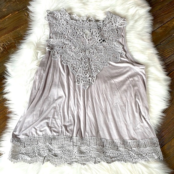 Rachel Tops - Rachel high neck lace bib tank NWT size M